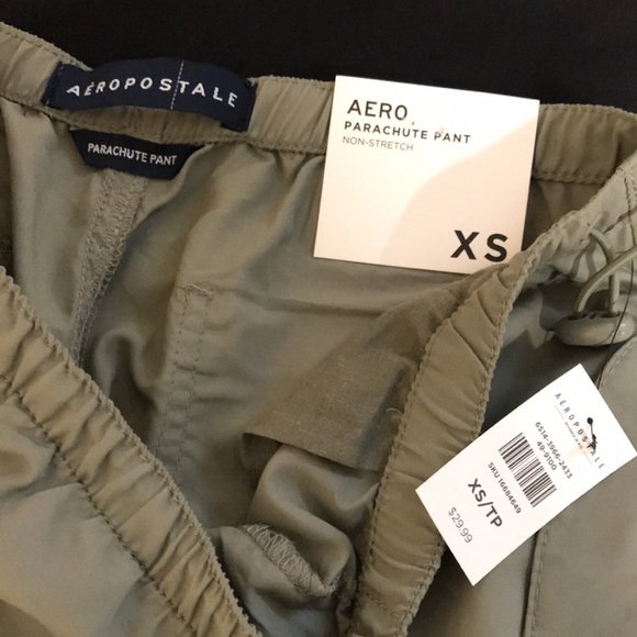 Aeropostale Parachute / Cargo Track Pants, NWT, Olive Green, XS, Lightweight - Picture 6 of 9